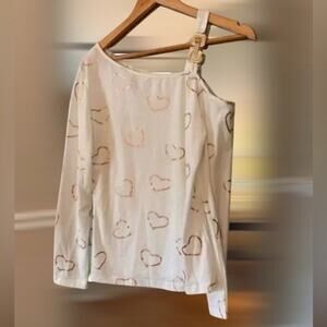 NORACORA Long Sleeve Foil Hearts Logo Top -‎ New With Tags